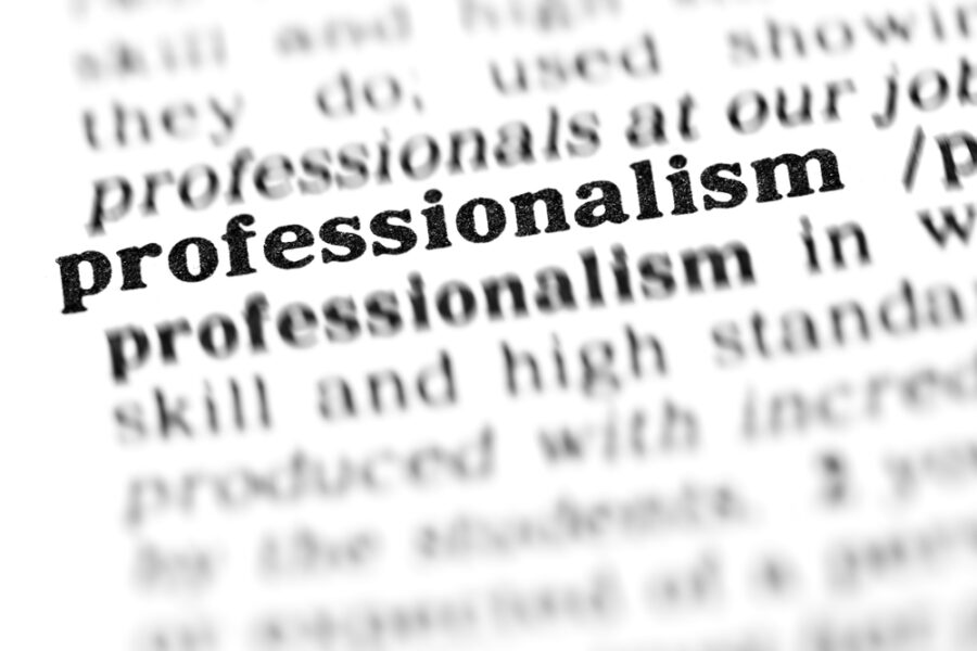 Professionalism highlighted on page of text
