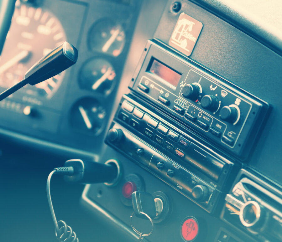 Close-up image of a truck dashboard