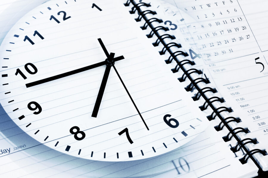 Clock on calendar and planner