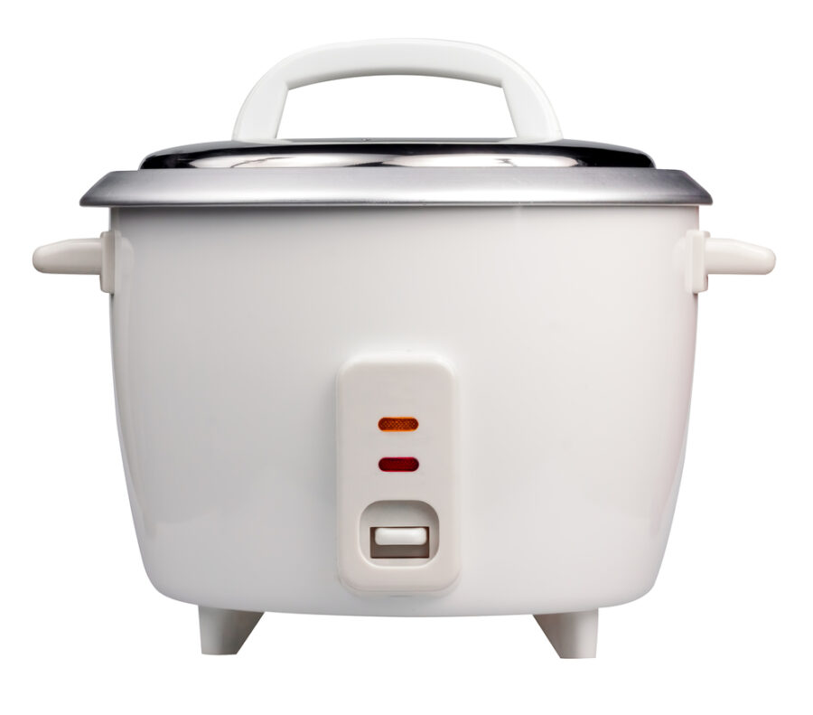 Rice cooker on white background