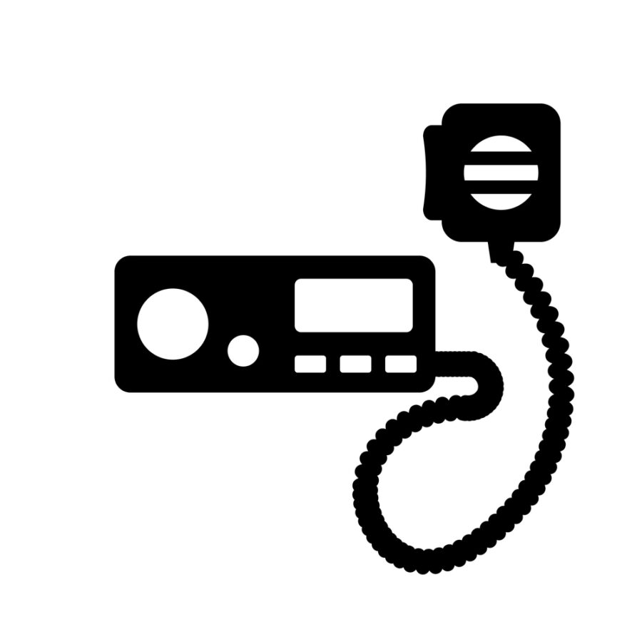 Icon of a two way radio on white background
