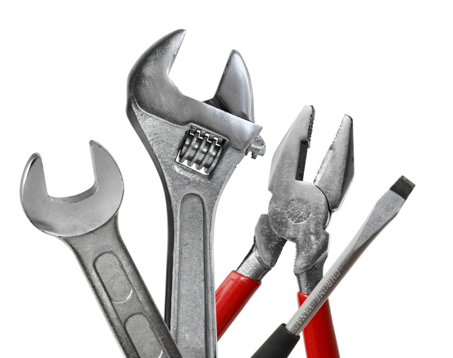 Tools on white background