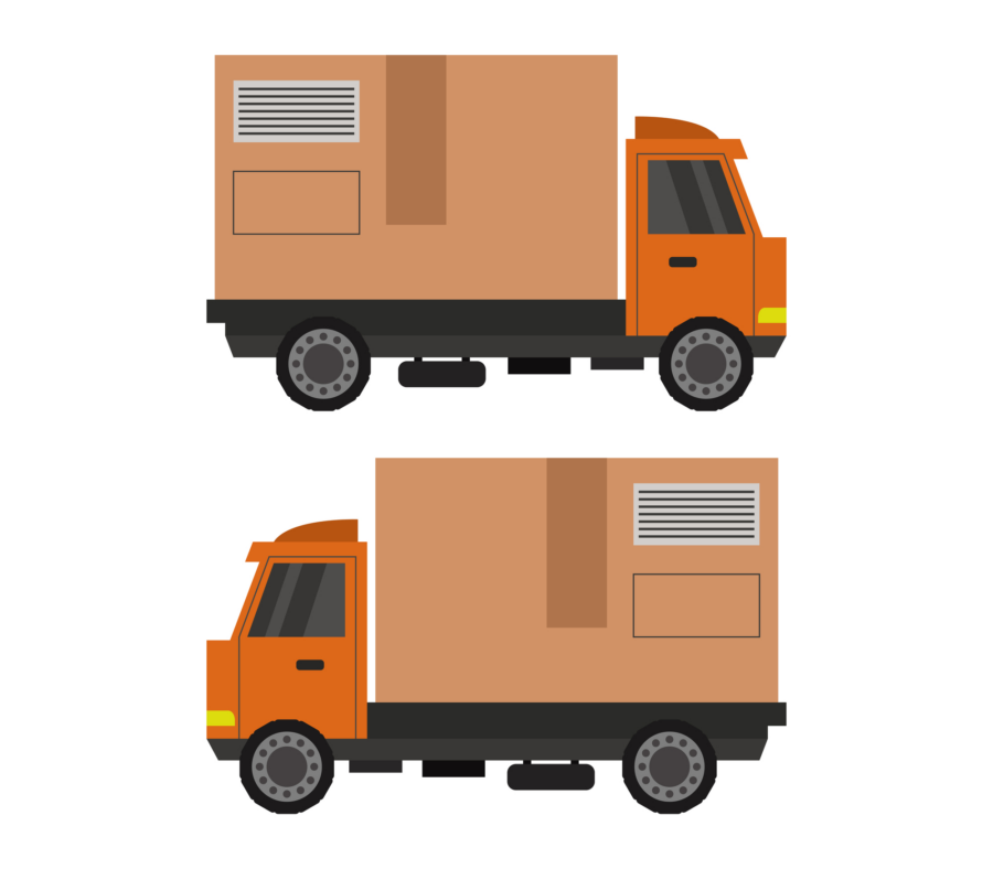 illustration of two box delivery trucks