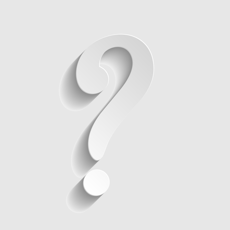 White question mark on white background