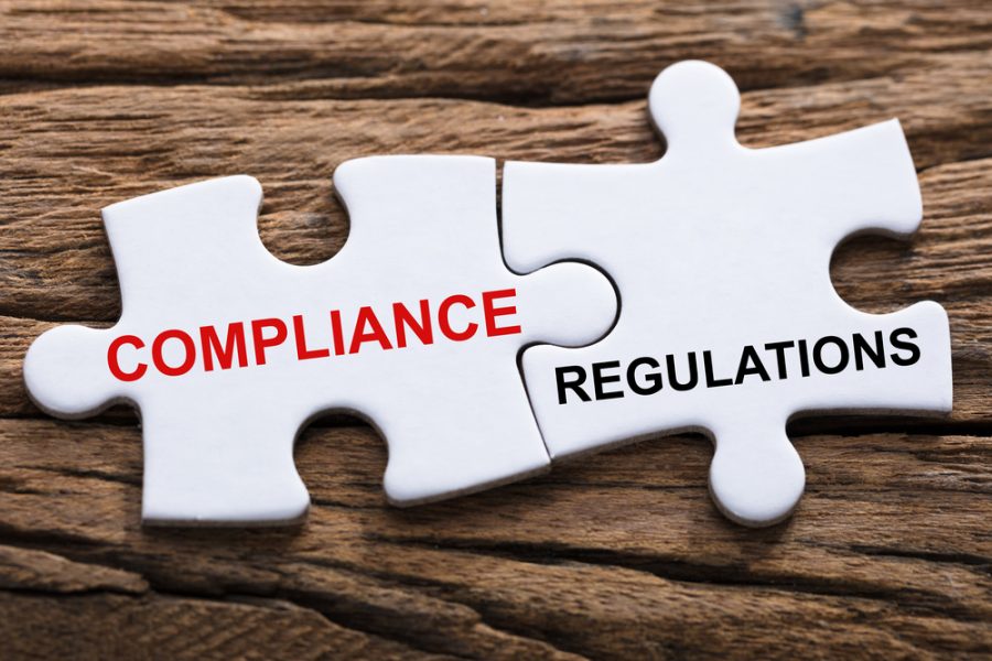 puzzle pieces reading compliance and regulations