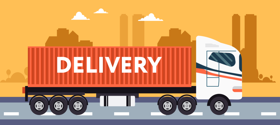 Delivery on truck vector