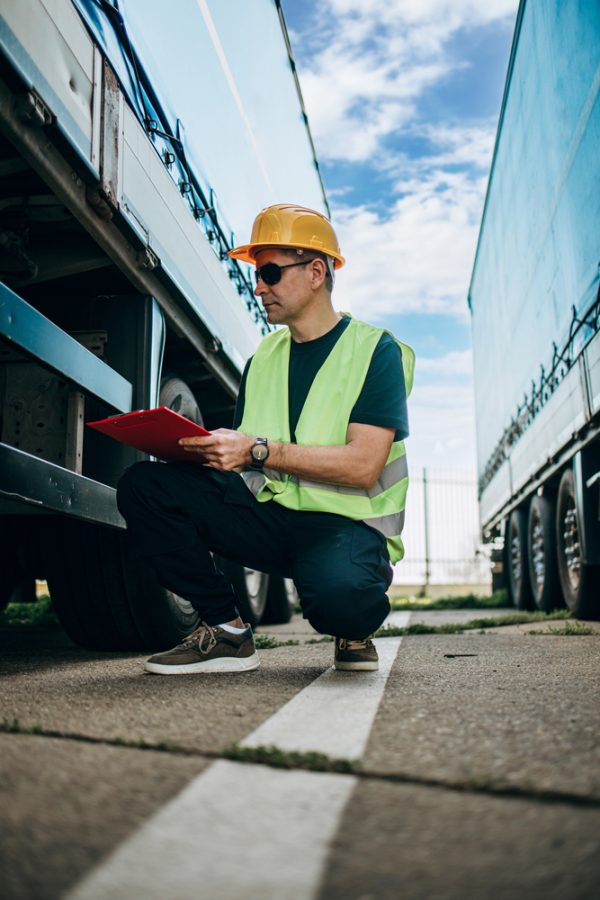 Inspecting truck tires