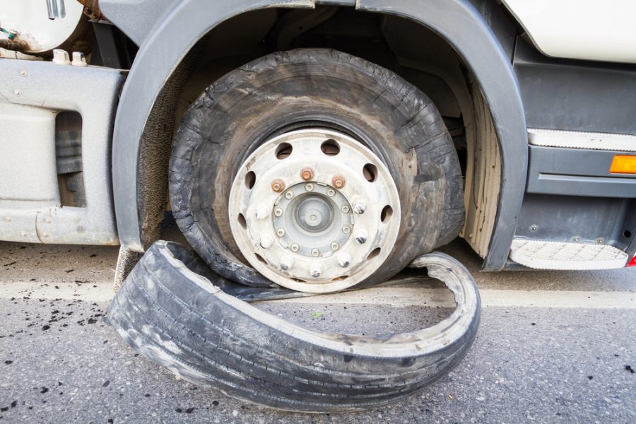 Tire blowout close up