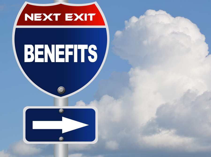 benefits road sign