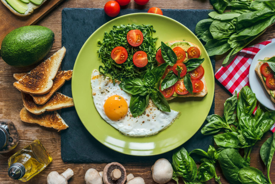 Plate of breakfast with egg and toast