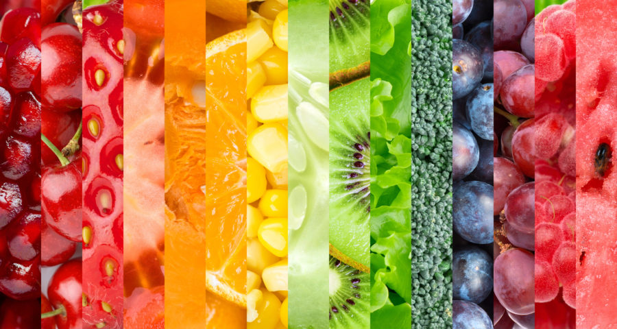 Rainbow of sliced fruit