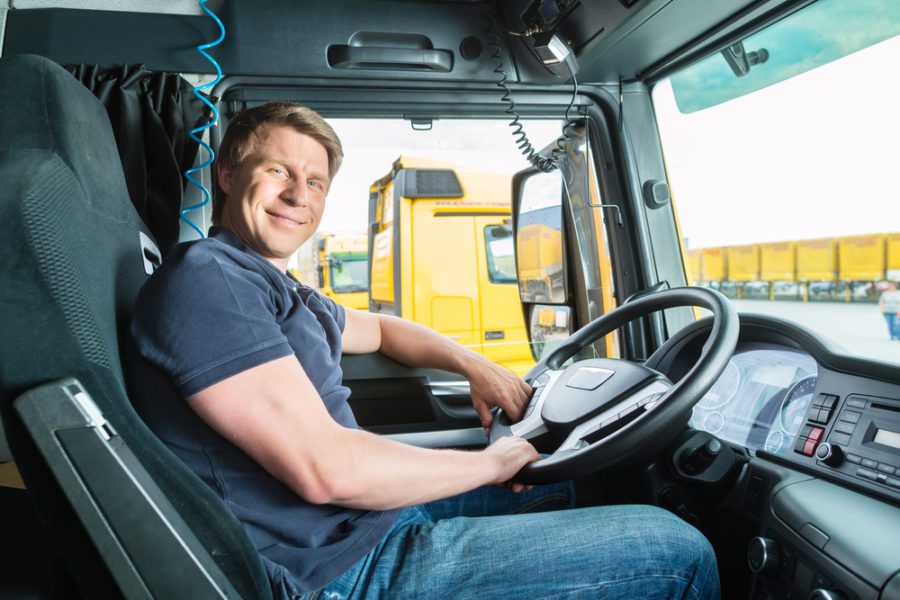 truck driver in drivers seat