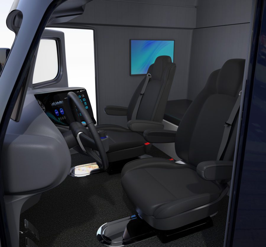 semi-truck inside seat