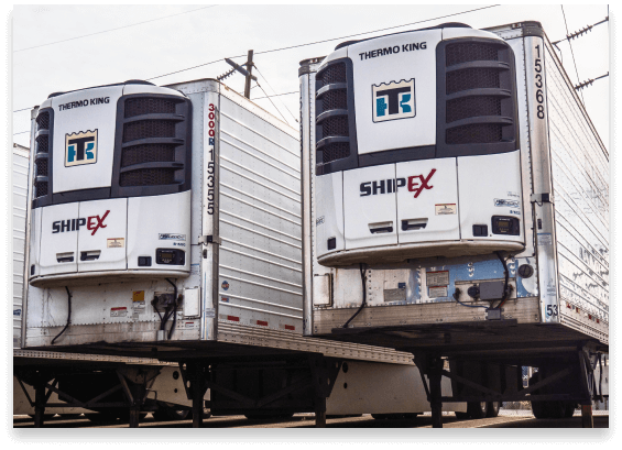 Refrigerated trailers with the ShipEX logo