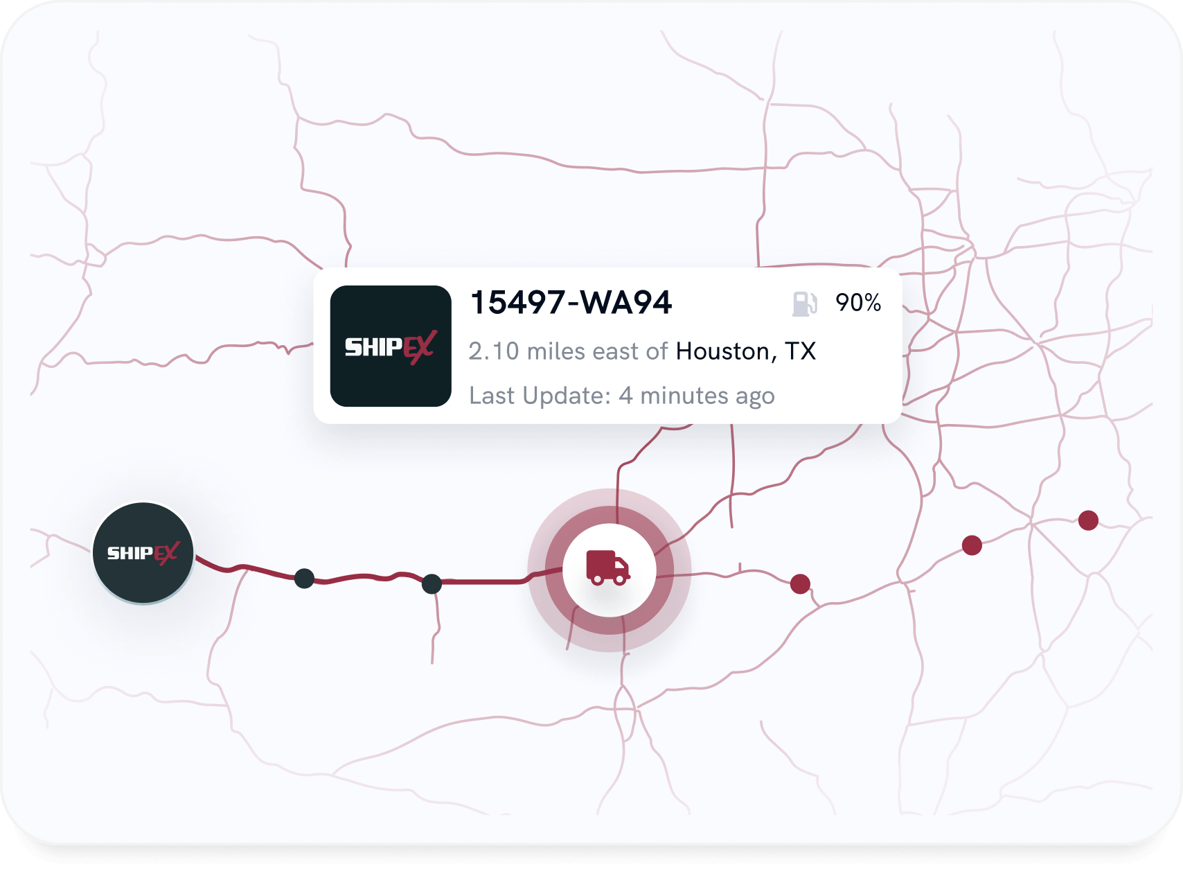 Map of truck route through Houston