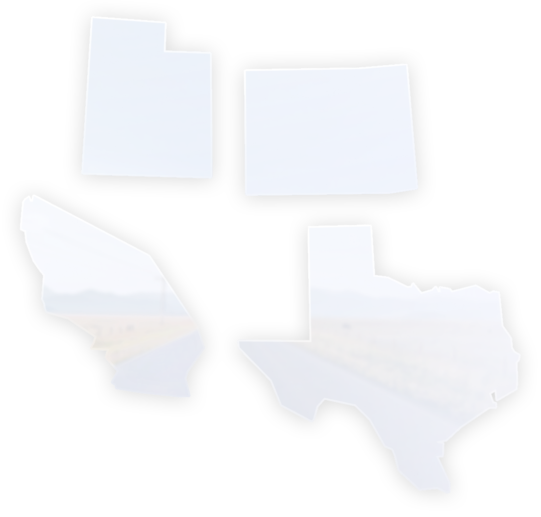 New Mexico, Colorado, Texas, and Southern California
