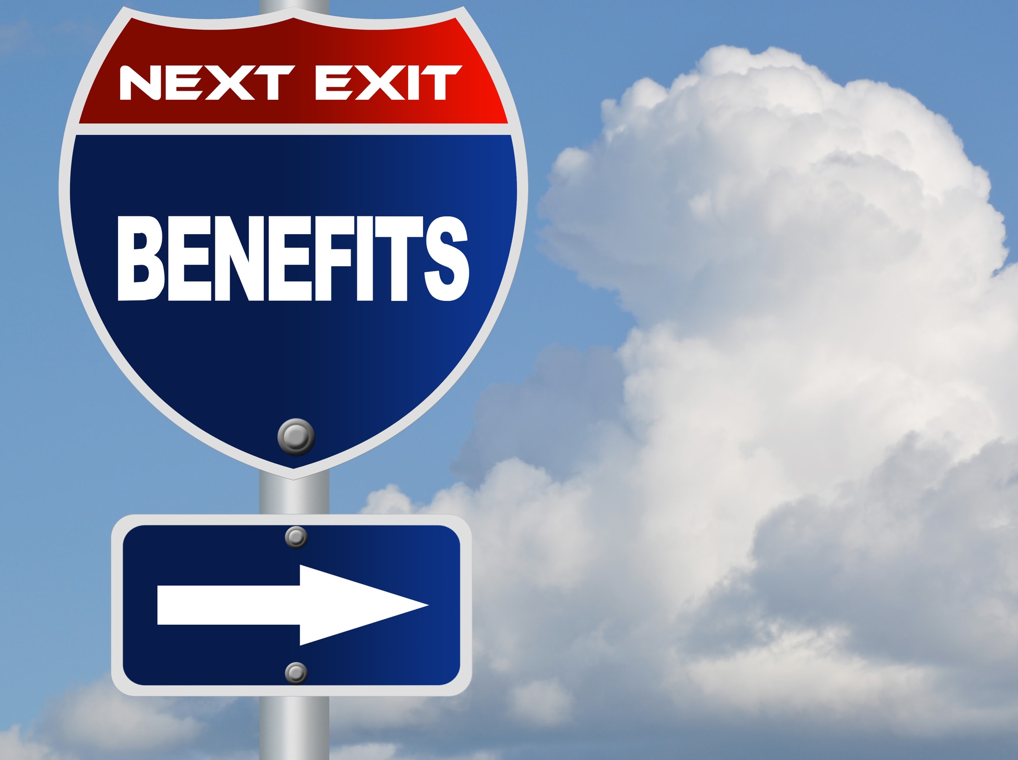 Benefits road sign