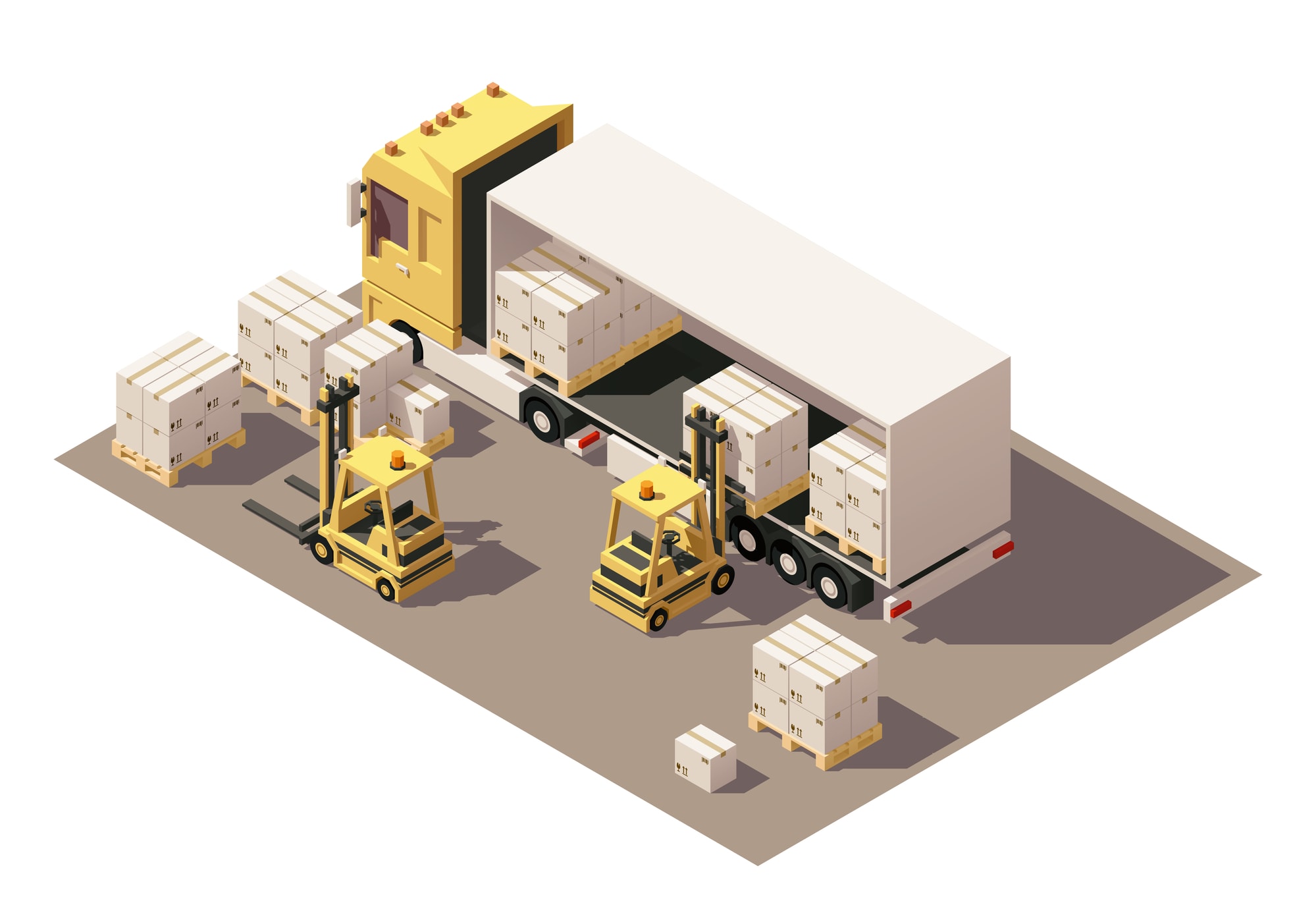 vector image of loading and unloading a trailer