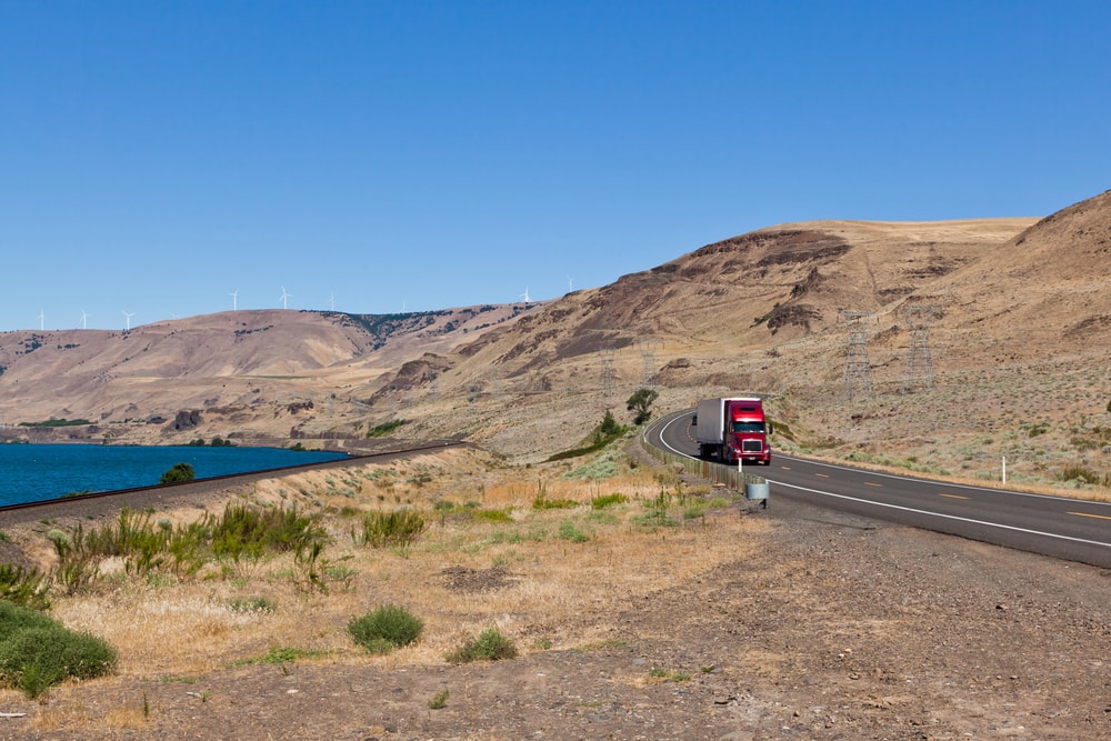 Truck driving through Oregon