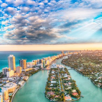 sunshine over Miami arial view