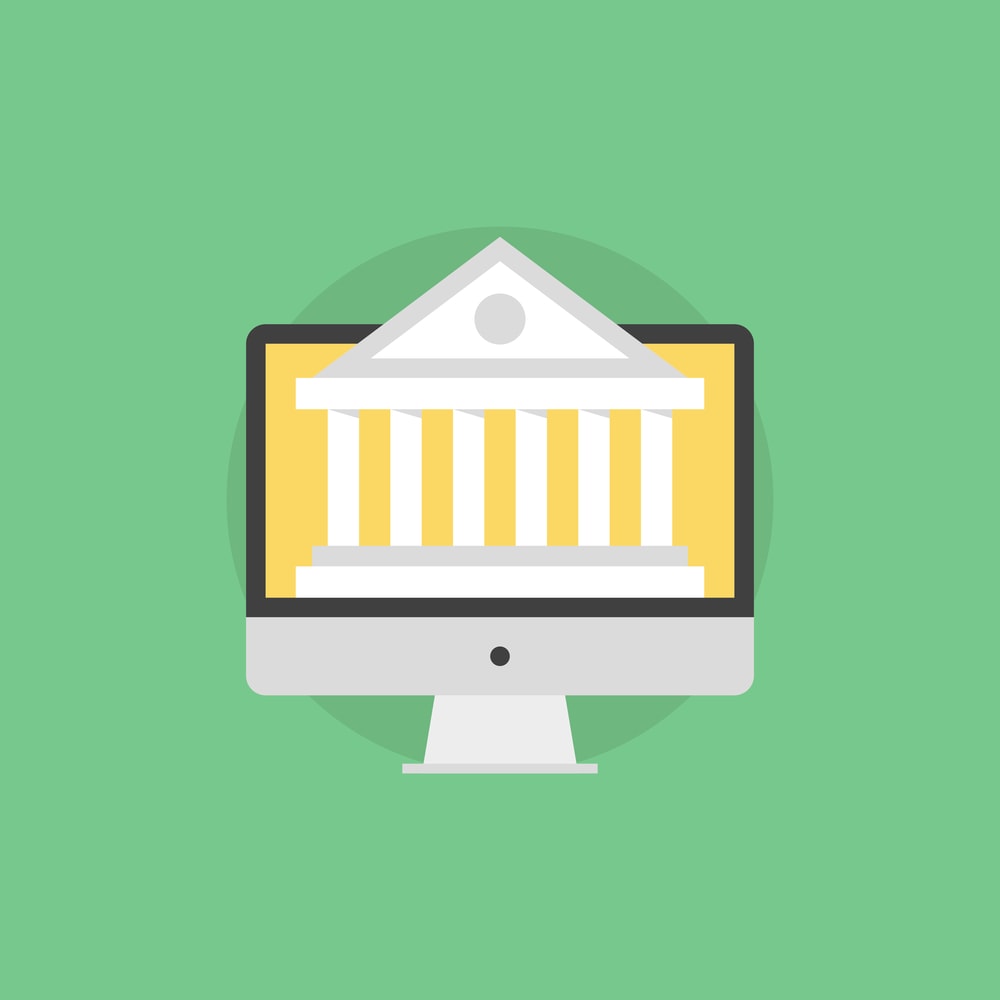 vector image of a government building inside a computer screen